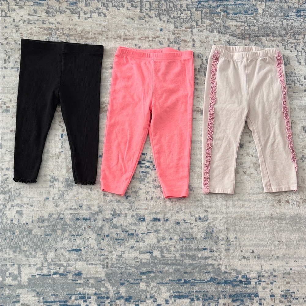Kids Leggings Set - Black & Pinks